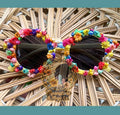 RTS SUNNIES- Yellow Circle Frames- Neon Dried Flowers